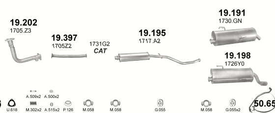 Auspuffanlage für PEUGEOT 206 1.6 (1.6i)