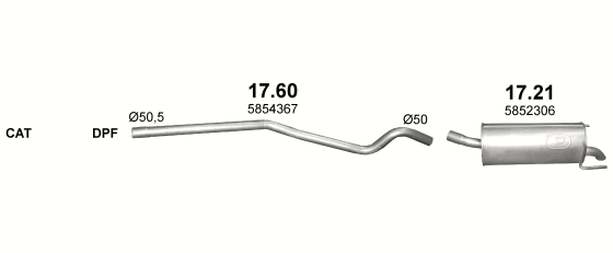 Auspuffanlage für OPEL ASTRA H GTC 1.7 D (1.7 CDTi Turbo Diesel (3 doors))