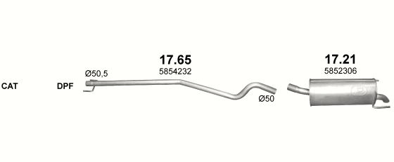 Auspuffanlage für OPEL ASTRA H GTC 1.7 D (1.7 CDTi Turbo Diesel (3 doors))