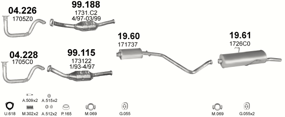 Auspuffanlage für PEUGEOT 306 1.4 (1.4i)