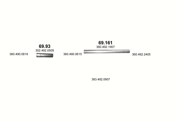 Auspuffanlage für MERCEDES 17-18 T L 1817/L 1819 (L 1817 - WB 4200, 4830  ;  L 1819 - WB 3600, 4200, 4830)