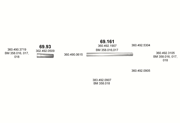 Auspuffanlage für MERCEDES 10-16 T LF 1113 B (WB 3600, 4200, 4830)