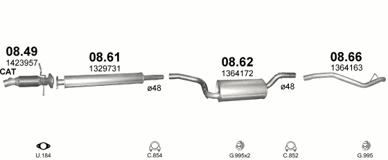 Auspuffanlage für FORD FOCUS 1.6 (1.6i Ti-VCT 16V)