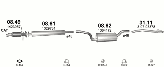 Auspuffanlage für VOLVO C30 1.8 (1.8)