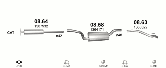 Auspuffanlage für FORD FOCUS 1.6 (1.6i 16V)