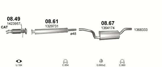 Auspuffanlage für FORD FOCUS 2.0 (2.0i 16V)