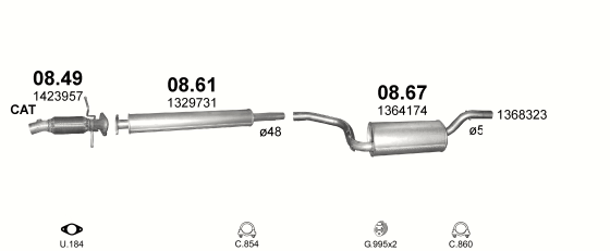 Auspuffanlage für FORD FOCUS 2.0 (2.0i 16V)