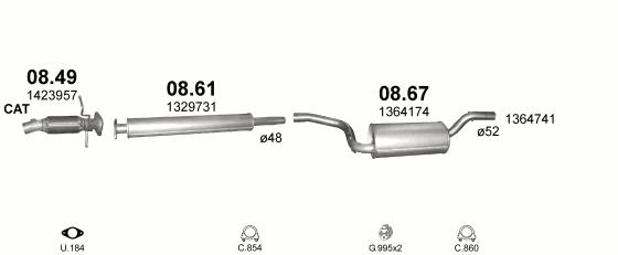 Auspuffanlage für FORD FOCUS 2.0 (2.0i 16V)