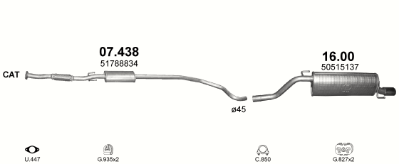Auspuffanlage für ALFA ROMEO MITO 1.4 (1.4 16V)