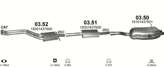 Auspuffanlage für BMW 3 E46 2.5 (323i)