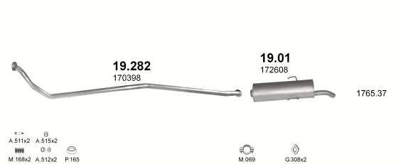 Auspuffanlage für PEUGEOT 205 1.8 D (FOURGONNETTE)