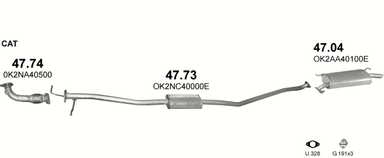 Auspuffanlage für KIA CARENS I 1.8 (1.8i)