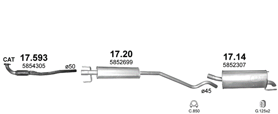 Auspuffanlage für OPEL ASTRA H 1.6 (1.6i 16V (5 doors))