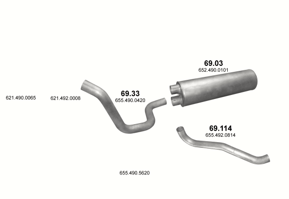 Auspuffanlage für MERCEDES 17-18 T 1831/1831 L-LS-K/1834/1834 L-S-LS-K-AK