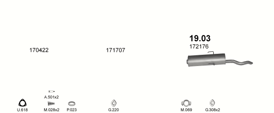 Auspuffanlage für PEUGEOT 309 1.4 (GE, GL, GLX, GR, SX, XS)