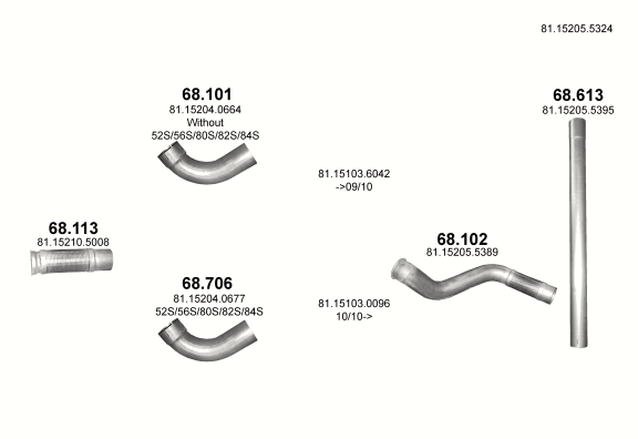 Auspuffanlage für MAN TGS 12.4 (D2676 LF     4X4 ; 6X2/2 ; 6X2/4 ; 6X4 ; 6X6 ; 8X4/4)