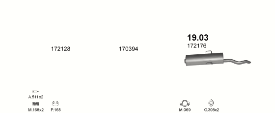 Auspuffanlage für PEUGEOT 309 1.8 (GRD, GLD, SRD, XLD, XRD, XAD)