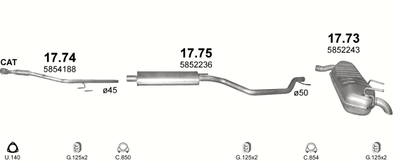 Auspuffanlage für OPEL VECTRA C 1.8 (1.8i 16V)