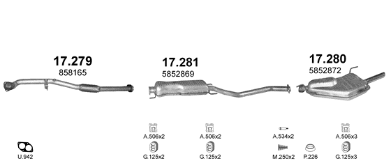 Auspuffanlage für OPEL VECTRA B 1.8 (1.8i 16V MAN)