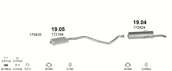 Auspuffanlage für PEUGEOT 405 1.6 (GL, GR, SR)