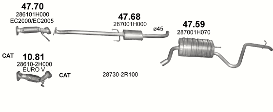 Auspuffanlage für KIA CEE`D 1.6 (1.6i 16V)