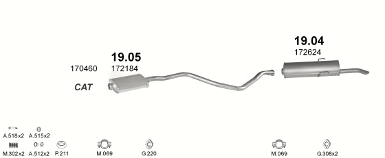 Auspuffanlage für PEUGEOT 405 1.9 (GR, SR)