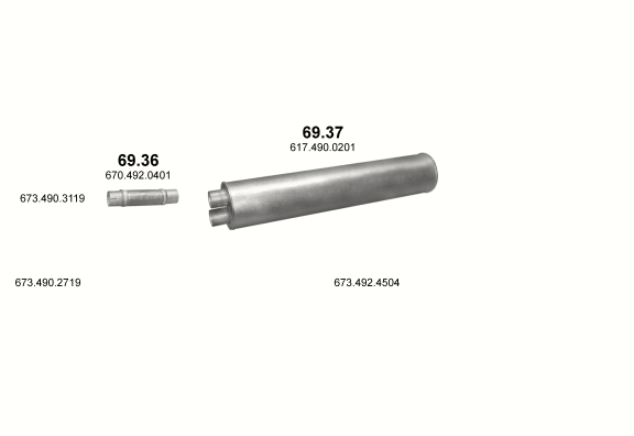 Auspuffanlage für MERCEDES 6-9 T 709/709 K/809/809 K (709 - WB 3090, 3640, 4190  ;  709 K - WB 3090  ;  809 - WB 3150, 3360, 3700, 4250, 4900  ;  809 K - WB 3150)