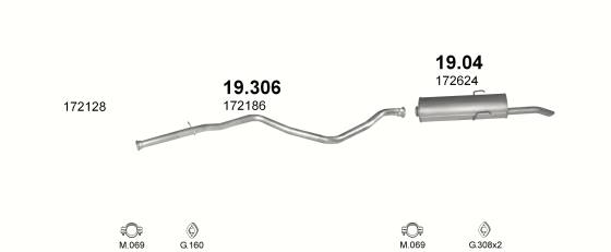 Auspuffanlage für PEUGEOT 405 1.9 D (GLD, GRD, GLX)
