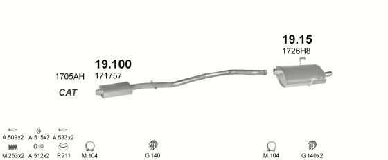 Auspuffanlage für PEUGEOT 406 1.8 (1.8i 16V)