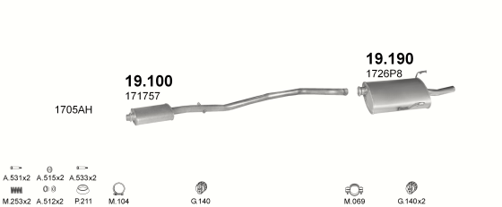 Auspuffanlage für PEUGEOT 406 1.8 (1.8i 16V)
