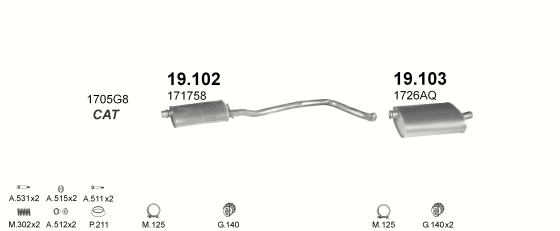 Auspuffanlage für PEUGEOT 406 2.0 (2.0i -16V)