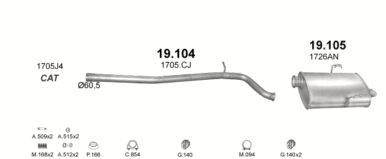 Auspuffanlage für PEUGEOT 406 1.9 D (1.9 Turbo Diesel)