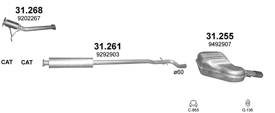 Auspuffanlage für VOLVO S60 2.4 (2.4i)
