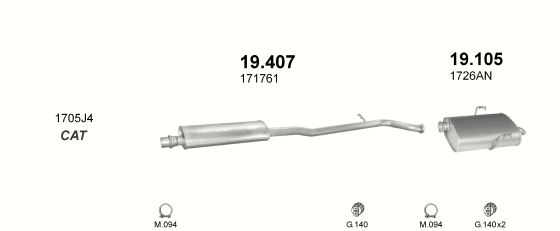 Auspuffanlage für PEUGEOT 406 2.1 D (2.1 Turbo Diesel)
