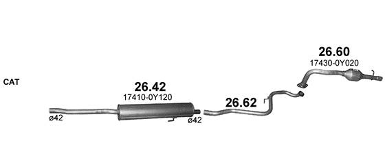 Auspuffanlage für TOYOTA YARIS 1.3 (1.3i 16V)