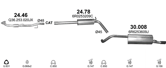 Auspuffanlage für VOLKSWAGEN POLO 1.4 (1.4i)