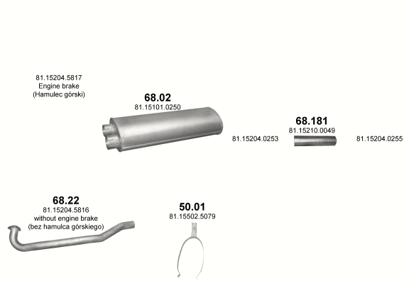 Auspuffanlage für MAN L2000 6.9 (D0824 LFL    L21/L25/L34/L35/L36)