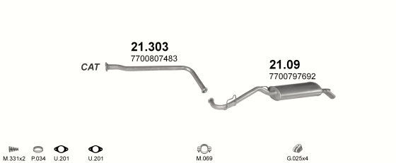 Auspuffanlage für RENAULT CLIO 1.9 D