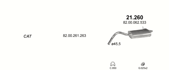 Auspuffanlage für RENAULT KANGOO 1.6 (1.6i 16V)