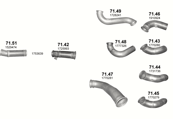 Auspuffanlage für SCANIA P, R, T 12.7 (DC 13.06 / DC 13.07 / DC 13.10 / DC 13.15)