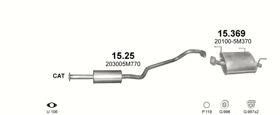 Auspuffanlage für NISSAN ALMERA 1.8 (1.8 16V)