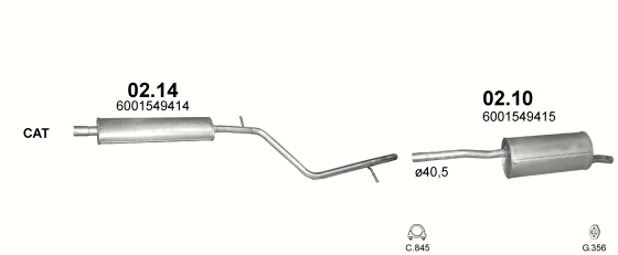 Auspuffanlage für DACIA LOGAN 1.6 (1.6i 16V)