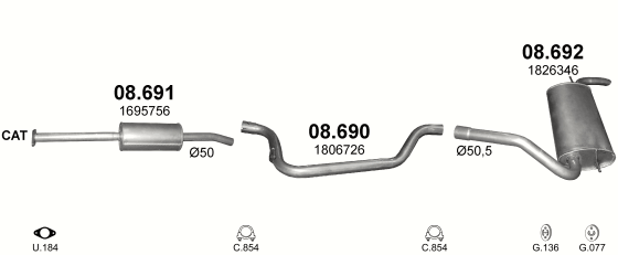 Auspuffanlage für FORD FOCUS 1.6 (1.6 Ti-VCT)