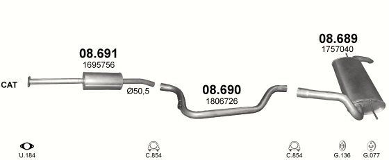 Auspuffanlage für FORD FOCUS 1.6 (1.6 Ti-VCT)