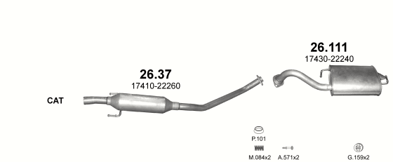 Auspuffanlage für TOYOTA COROLLA 1.4 (1.4i 16V)