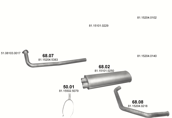 Auspuffanlage für MAN M90 6.9 (D0826 ; M01/M02/M03/M04/M05/M06/M09/M10)