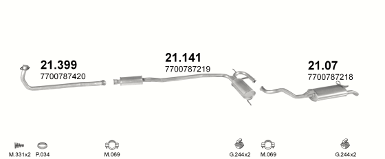 Auspuffanlage für RENAULT R19 1.4 (TS, TSE, GTE, RN, RT)