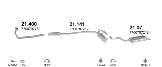 Auspuffanlage für RENAULT R19 1.4 (TS, GTS, TSE)