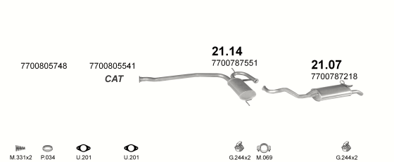 Auspuffanlage für RENAULT R19 1.4 (RL, RN, RT)