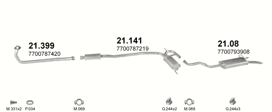 Auspuffanlage für RENAULT R19 1.4 (CHAMADE, TS, TSE, GTE)